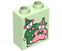 Duplo, Brick 1 x 2 x 2 with Two Clowns Pattern