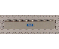 Brick 1 x 8 with Train Logo Blue Pattern (Sticker) - Sets 4558 / 10001