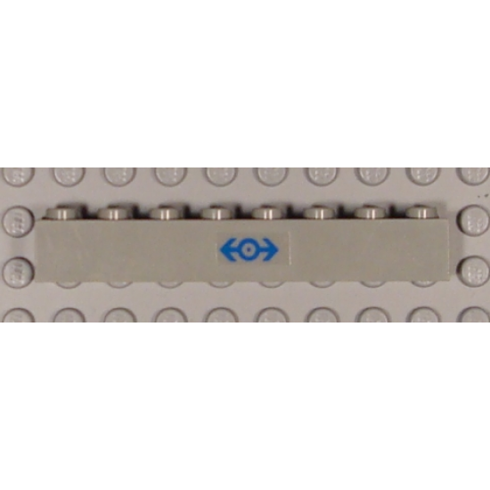 Brick 1 x 8 with Train Logo Blue Pattern (Sticker) - Sets 4558 / 10001