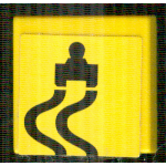 Tile 2 x 2 with Black Race Car Silhouette over 2 Curved Track Lines Pattern (Sticker) - Set 8364