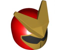 Minifigure, Headgear Helmet, Large Pearl Gold V Crest, Black Visor and Gold Faceplate Pattern