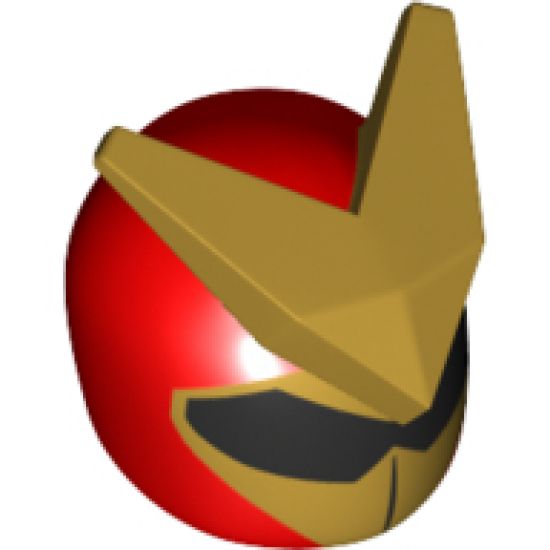Minifigure, Headgear Helmet, Large Pearl Gold V Crest, Black Visor and Gold Faceplate Pattern