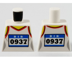 Torso Female Shirt, Red Hems and Race Bib with 'BIB 0937' Pattern