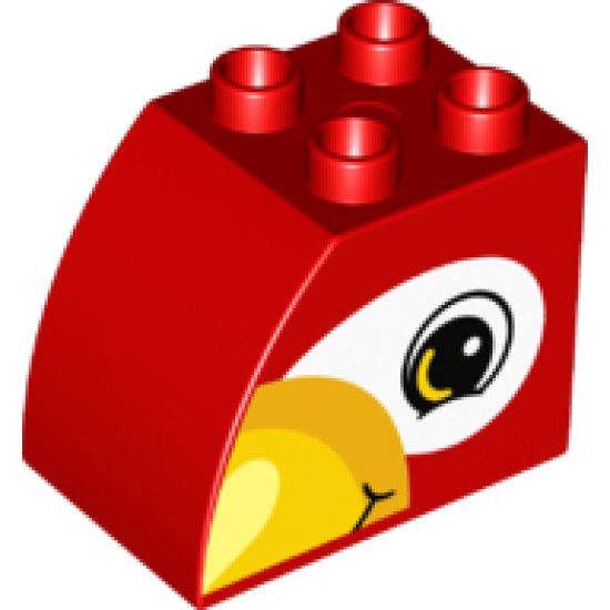 Duplo, Brick 2 x 3 x 2 with Curved Top and with Bird Head Pattern on Both Sides