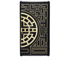 Glass for Window 1 x 4 x 6 with Gold Geometric Design with Half Circle Pattern Model Right Side (Sticker) - Set 71242