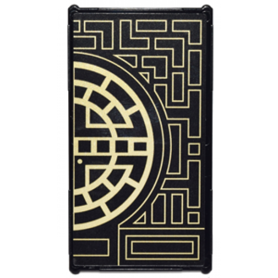 Glass for Window 1 x 4 x 6 with Gold Geometric Design with Half Circle Pattern Model Right Side (Sticker) - Set 71242