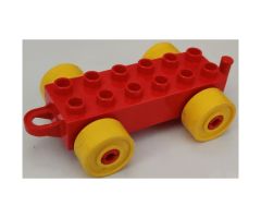 Duplo, Vehicle Car Base 2 x 6 with Yellow Wheels and Closed Hitch End