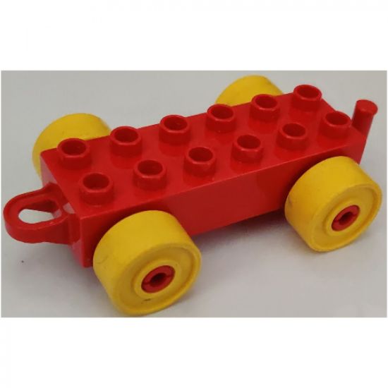 Duplo, Vehicle Car Base 2 x 6 with Yellow Wheels and Closed Hitch End
