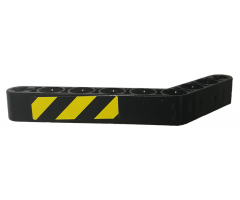 Technic, Liftarm 1 x 9 Bent (6 - 4) Thick with Black and Yellow Danger Stripes Pattern Model Right Side (Sticker) - Set 9397