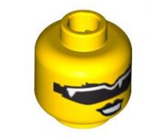 Minifigure, Head Female with Black Sunglasses and Black Lips Pattern - Blocked Open Stud