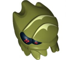 Minifigure, Head, Modified Galaxy Squad Alien Buggoid with Yellowish Green Stripes and Black Eyes with Red Dots Pattern