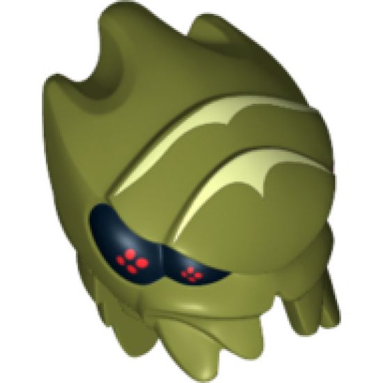 Minifigure, Head, Modified Galaxy Squad Alien Buggoid with Yellowish Green Stripes and Black Eyes with Red Dots Pattern