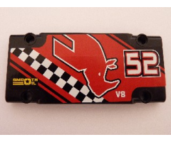 Technic, Panel Plate 5 x 11 x 1 with Rhino Head, '52', 'SMOOTH OIL' and 'V8' Pattern Model Right Side (Sticker) - Sets 8041 / 42041