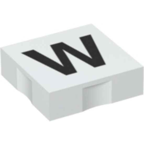 Duplo, Tile 2 x 2 with Black Capital Letter W Pattern