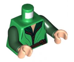 Torso LotR Elven Robe over Dark Green Female Shirt, Gold Buckle Pattern / Dark Green Arms / Light Nougat Hands