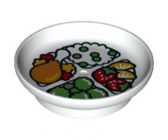 Duplo, Figure Wear & Utensil Dish with Chicken Leg, Rice, Vegetables and Fruits Pattern