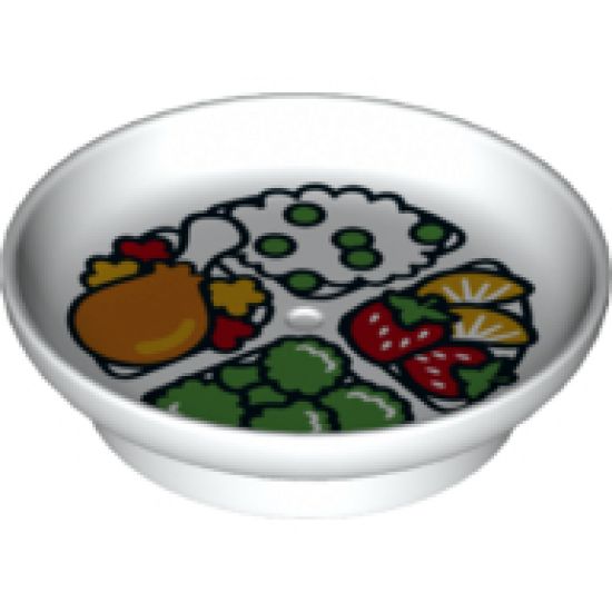 Duplo, Figure Wear & Utensil Dish with Chicken Leg, Rice, Vegetables and Fruits Pattern