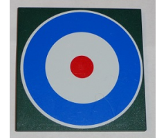 Tile 6 x 6 with Bottom Tubes with Blue Circle and Red Dot (British Roundel) Pattern (Sticker) - Set 10226