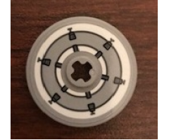Technic, Disk 3 x 3 with SW White and Light Bluish Gray Circles Pattern (Sticker) - Set 75244