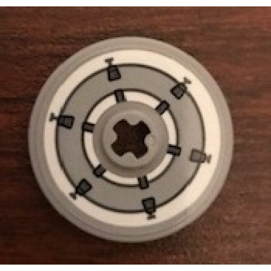 Technic, Disk 3 x 3 with SW White and Light Bluish Gray Circles Pattern (Sticker) - Set 75244