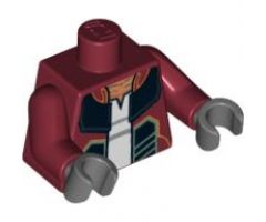 Torso SW Open Jacket with Black, Orange and Sand Green Lines and Pony Tails on Back Pattern (Hondo Ohnaka) / Dark Red Arms / Dark Bluish Gray Hands