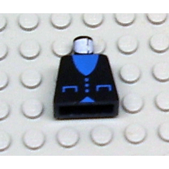Torso Town Blue V-Neck, Pockets and Buttons Pattern