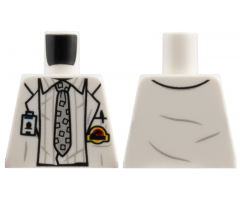 Torso Lab Coat with Striped Shirt, Tie, ID Badge, and Jurassic Park Logo Pattern