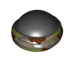 Minifigure, Headgear Bald Head with Tied Olive Green and Reddish Brown Camouflage Bandana Pattern