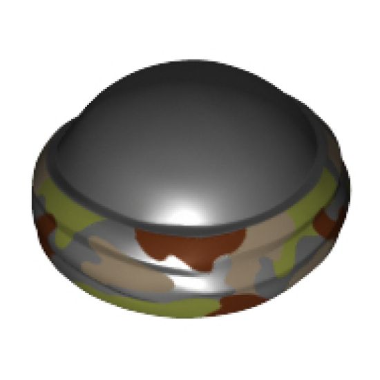 Minifigure, Headgear Bald Head with Tied Olive Green and Reddish Brown Camouflage Bandana Pattern