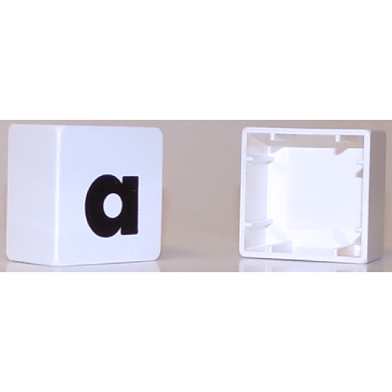 Duplo, Tile 2 x 2 x 1 with Black Lowercase Letter a Pattern
