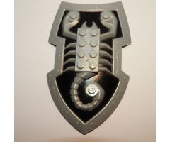 Large Figure Part Shield, 2 x 4 Brick Relief, Vladek Scorpion with Black and Silver Pattern