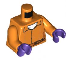Torso Batman Prisoner Female Jumpsuit with Belt, White Undershirt and 'ARKHAM' on Back Pattern / Orange Arms / Dark Purple Hands