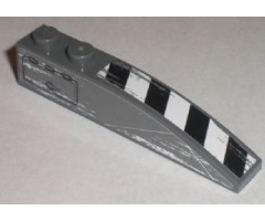 Slope, Curved 6 x 1 with Black and White Danger Stripes and Hatch Pattern Model Left (Stickers) - Set 8211