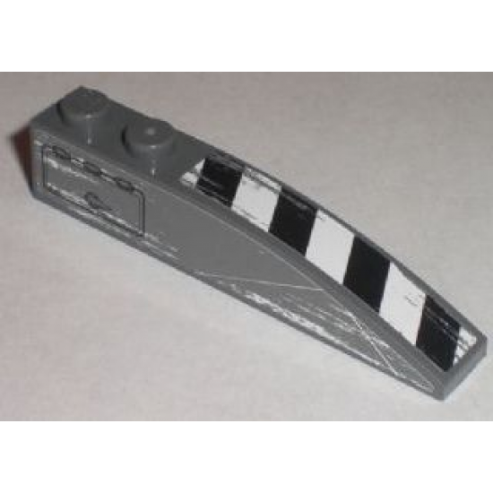 Slope, Curved 6 x 1 with Black and White Danger Stripes and Hatch Pattern Model Left (Stickers) - Set 8211