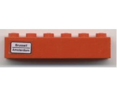 Brick 1 x 6 with 'Brussell - Amsterdam' Pattern on Left Side (Sticker) - Set 7740