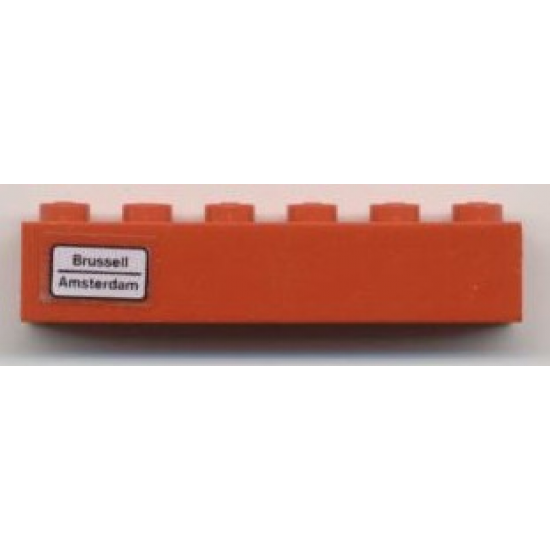 Brick 1 x 6 with 'Brussell - Amsterdam' Pattern on Left Side (Sticker) - Set 7740