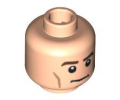 Minifigure, Head Dual Sided PotC Philip Thick Brown Eyebrows and Cheek Lines, Determined / Angry Pattern - Hollow Stud