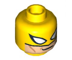 Minifigure, Head Male Mask with Iron Fist Pattern - Hollow Stud