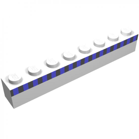 Brick 1 x 8 with Ferry Squares Light Blue and Black in 1 Line Pattern (Set 1581)