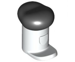 Minifigure, Headgear Accessory Hat with Pin Attachment, Tall Hat with Small Brim and Black Top Pattern