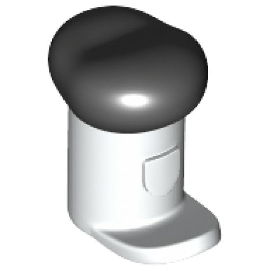 Minifigure, Headgear Accessory Hat with Pin Attachment, Tall Hat with Small Brim and Black Top Pattern