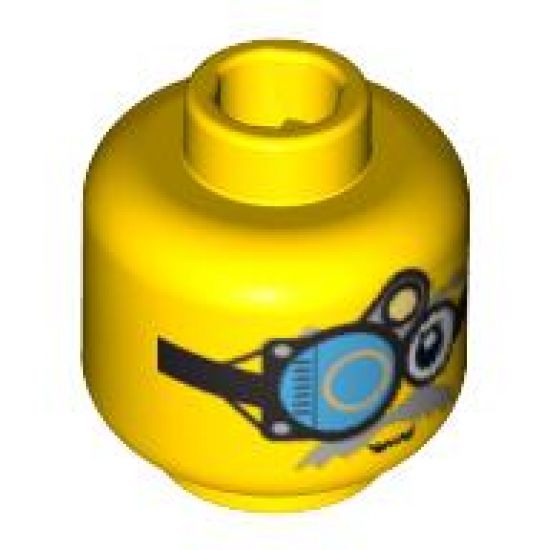Minifigure, Head Male with Thin Gray Moustache and Viewing Apparatus Pattern - Blocked Open Stud