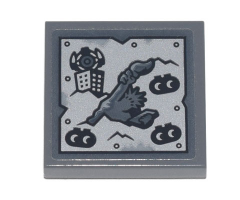 Tile 2 x 2 with Metal Plate with Rivets, Statue of Liberty, Building, and DUPLO Aliens Pattern (Sticker) - Set 70840