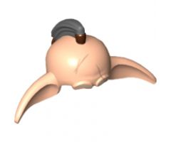 Minifigure, Headgear Head Top, SW Lennik Skull Top with Long Ears, Dark Bluish Gray Top Knot Hair and Scars Pattern (SW Even Piell)