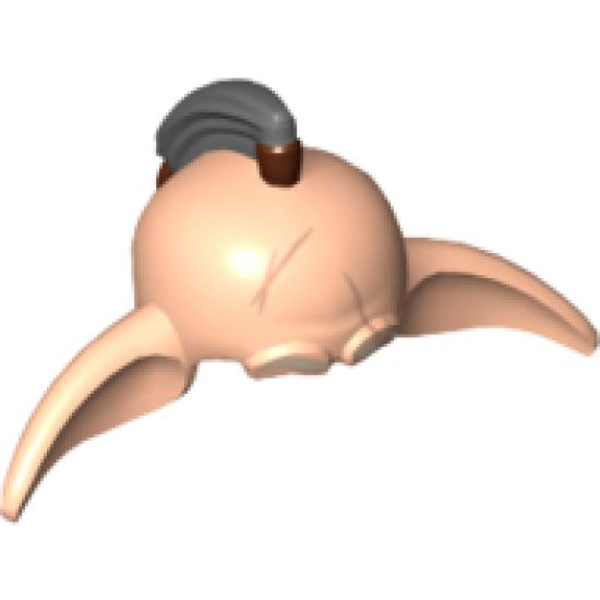 Minifigure, Headgear Head Top, SW Lennik Skull Top with Long Ears, Dark Bluish Gray Top Knot Hair and Scars Pattern (SW Even Piell)
