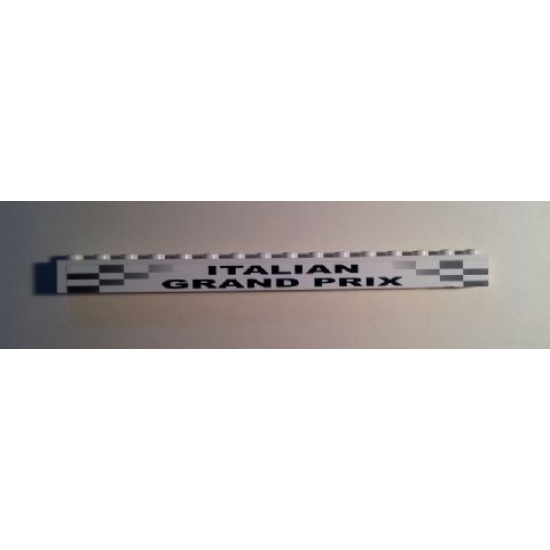 Brick 1 x 16 with 'ITALIAN GRAND PRIX' and Black and White Checkered Pattern (Sticker) - Set 8168