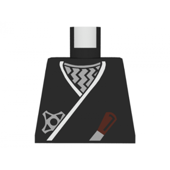Torso Castle Ninja Wrap, Brown Dagger, Silver Star, Silver Zigzags Pattern