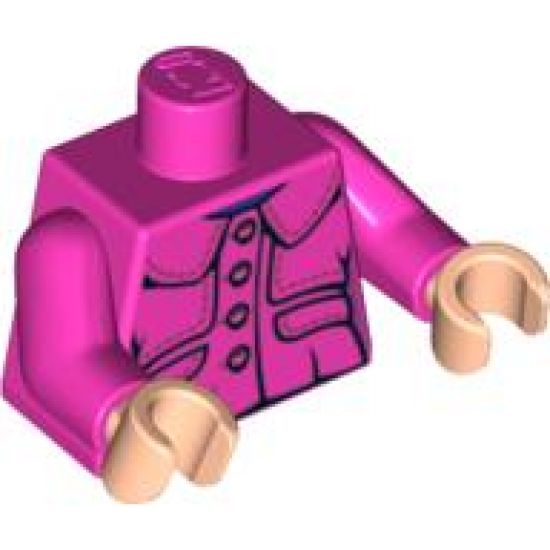 Torso Harry Potter Jacket Fitted with 4 Buttons on Front, 2 Buttons on Back Pattern / Dark Pink Arms / Light Nougat Hands