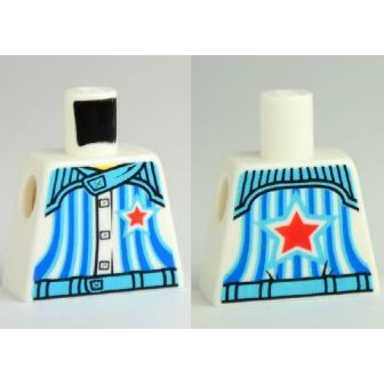 Torso Racers with 5 Buttons, Stripes and Red Star Front and Back Pattern