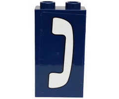 Panel 1 x 2 x 3 with Side Supports - Hollow Studs with White Phone Pattern Model Right Side (Sticker) - Set 71016